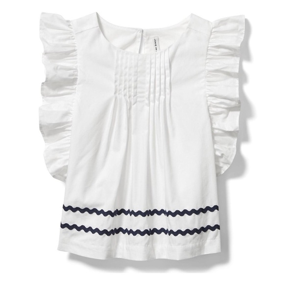 Janie and Jack Ric Rac Ruffle Sleeve Top White Size 4 - Picture 1 of 7